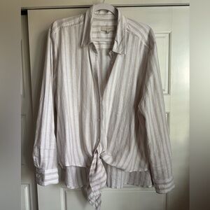 LOFT striped tie front shirt